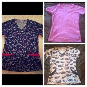 Lot of 3 UA XS scrub tops